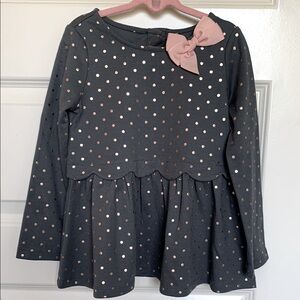 Maggie & Zoe Gray Long Sleeve Tee with Pink Bow